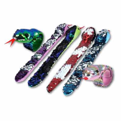 Image of snakes sequin snap bracelet made by wild republic