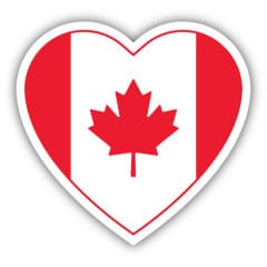 Image of a Canadian flag heart, by stickers northwest
