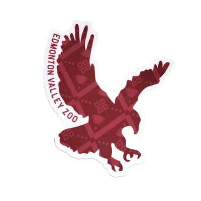 Image of a eagle with a pattern geometric design inside and Edmonton Valley Zoo along the side, made by stickers northwest