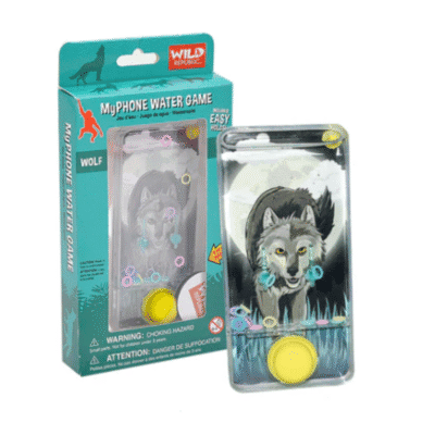 Image of a water game in the shape of a phone. My phone water game wolf by wild republic