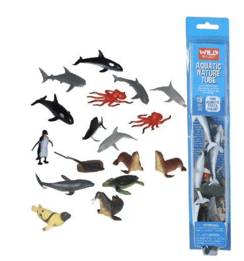 Image of Aquatic animals in a bright blue tube