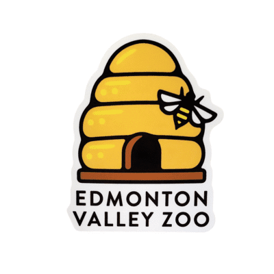 Image of a beehive sticker with Edmonton Valley Zoo underneath, made by stickers northwest