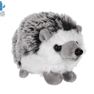 Image of white and grey hedgehog plush toy.