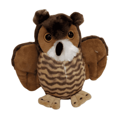Image of brown stuffed owl plush toy.